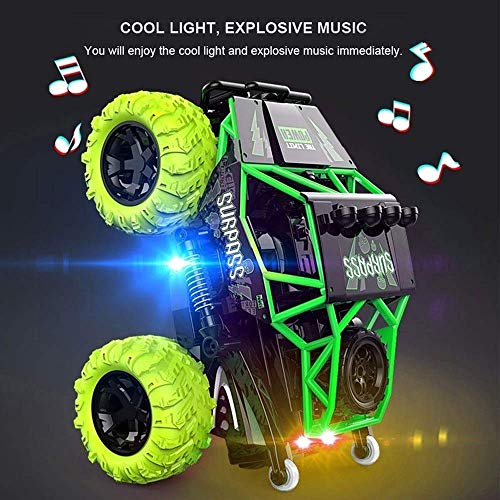 Decoración de escritorio 2WD 360 ° tirón sobre el coche del truco de 2.4G Profesional de control remoto de camiones de juguete recargable mini RC de vehículos con faros LED Fuerte caballos de fuerza O