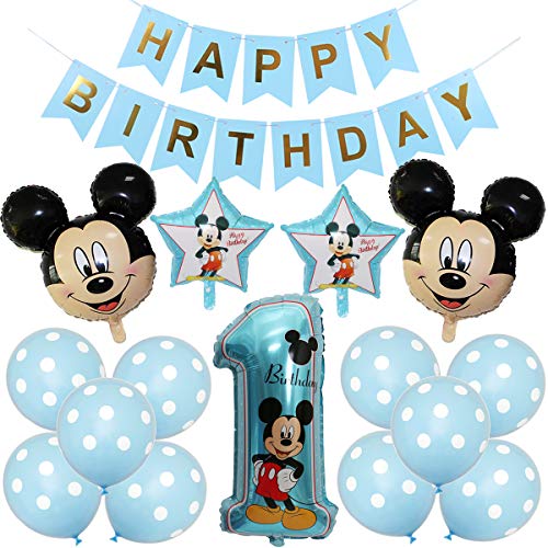 Decoraciones de cumpleaños de Mickey Mouse, BESTZY Globos número para la Fiesta Temática de Mickey Mouse Artículos de Fiesta de Mickey y Minnie para Primer Cumpleaños