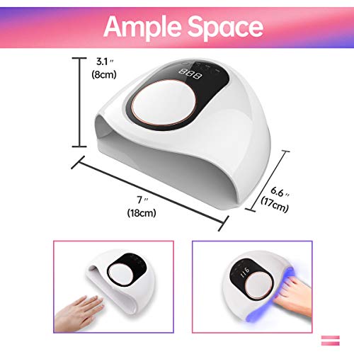 Delanie Lámpara LED Uñas Secador de Uñas de Gel Semipermanentes Profesional UV 168W con 4 Modos de Tiempo y Sensor Automático para Manicura y Pedicura en Salón o en Casa