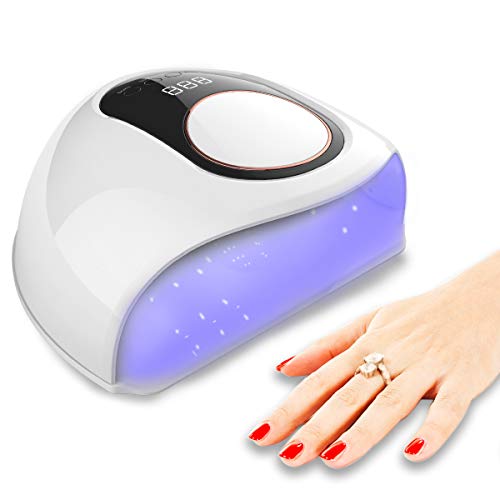 Delanie Lámpara LED Uñas Secador de Uñas de Gel Semipermanentes Profesional UV 168W con 4 Modos de Tiempo y Sensor Automático para Manicura y Pedicura en Salón o en Casa