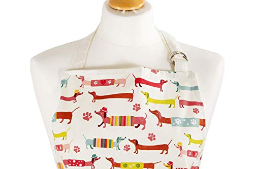 Delantal de Cocina Mujer, 100% Algodón con Diseño de Perro Tejonero Dachshund Dog, Regalos Originales para Amantes de los Perros y Animales