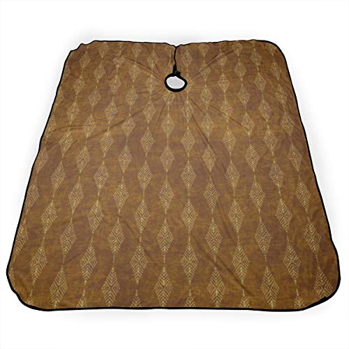 Delantal de pelo para peluquería, capa de peluquería Petra Diamond ocre con cierre a presión para corte de pelo, peinado y champú de 55 x 167 cm