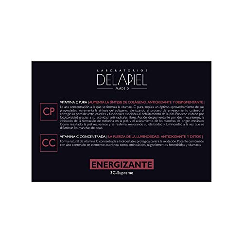 Delapiel Serum Facial - Energizante 15% Triple Vitamina C - Despigmentante- 15 Ampollas