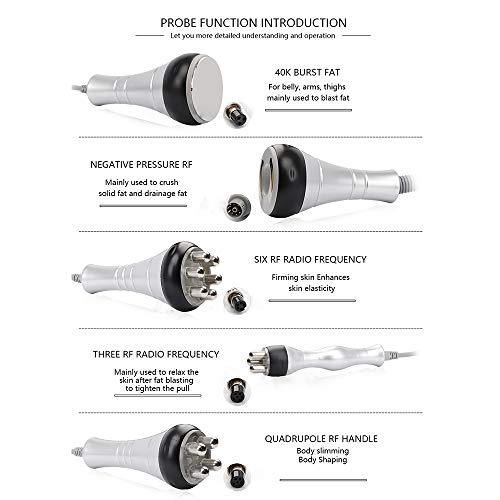 Denshine 5 in 1 40KHz Máquina de Cavitación Ultrasónica que Adelgaza la Grasa con 5 Tipos de Cabezas Máquina de Belleza Cuerpo que Pierde Peso