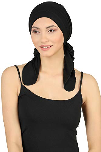 Deresina Bandana di Cotone pretagliato per la perdita dei Capelli (Negro)