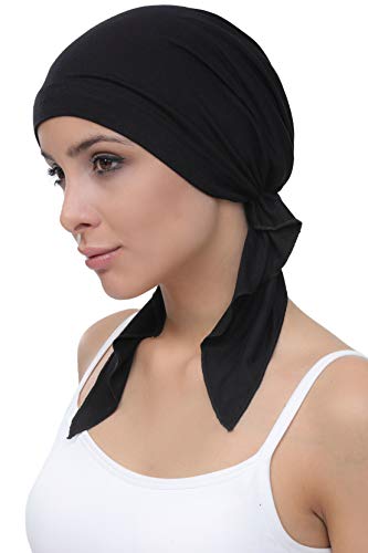 Deresina Bandana di Cotone pretagliato per la perdita dei Capelli (Negro)