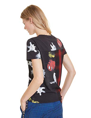 Desigual Micky Mouse Camiseta, Negro (Negro 2000), S para Mujer