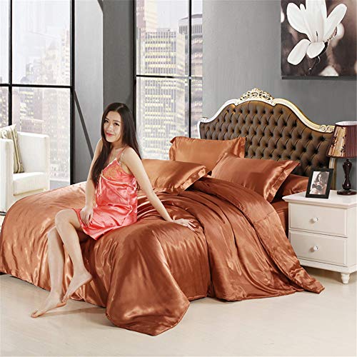 DESY 100% Seda Natural Conjunto de Ropa de Cama con edredón de la Cubierta de la Funda de Almohada 4 Unids Satin Ropa de Cama King Queen Twin Size,E,KING4PCS