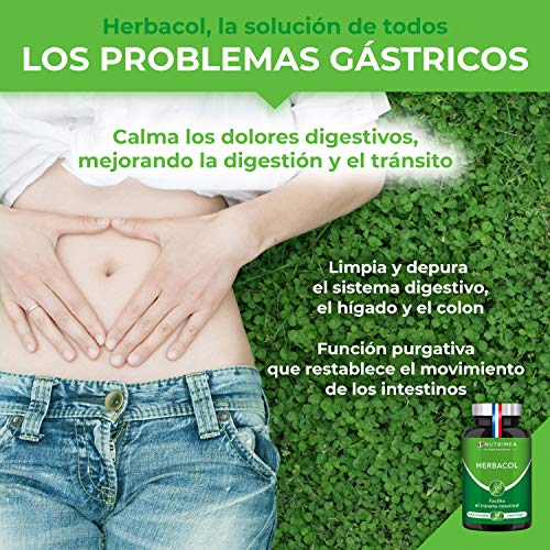 Detox Aloe Vera Colon Cleanser Limpieza de Colon Estomago Laxante Forte Diuretico Suplemento HerbaCol Hinojo Jengibre Konjac Pimienta Negra Lactobacillus Acidophilus Vegano Fabricado en Francia