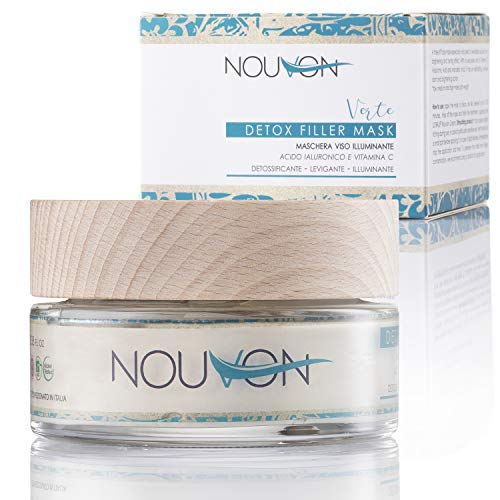 DETOX FILLER MASK | Nouvon | mascarilla BIO con vitamina C, ácido hialurónico puro y arcilla, limpia el acné y las espinillas, reduce los poros y las arrugas | 100% BIO certificado | NICKEL TESTED