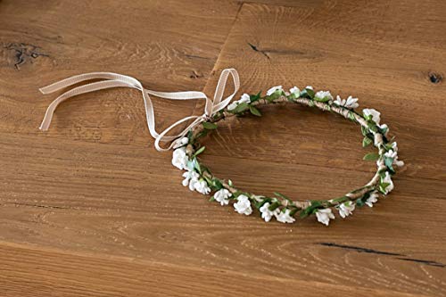 Diadema comunion de flores blancas ajustable diametro aprox.20 cm