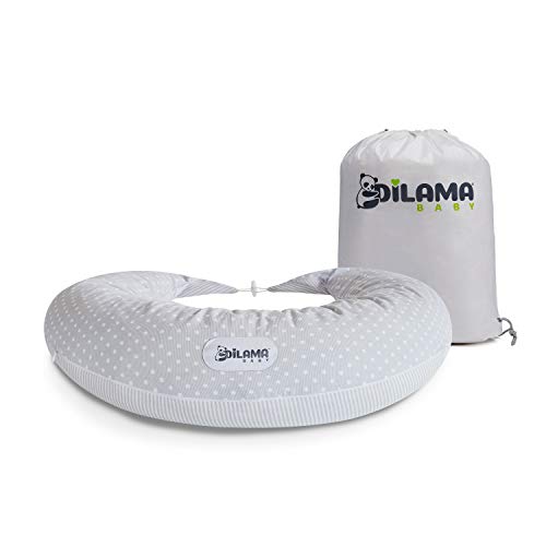 Dilamababy Almohada Embarazada para Dormir Cojin Lactancia en Copos de Memory y Waterfoam Almohada Embarazo Viscoelastica Multifuncional Ideal para Mama y Bebé Tela 100% Algodón Certificado Oeko-Tex