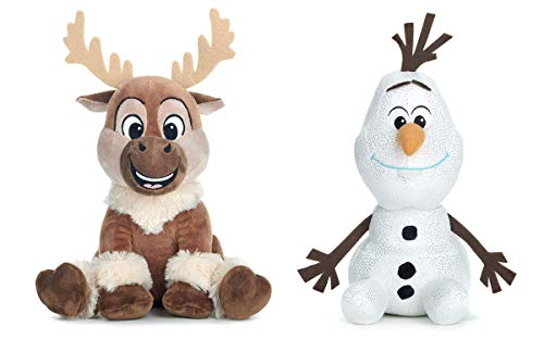 Disney Frozen 2 - Pack 2 Peluches 11'81"/30cm Olaf y Reno Sven Calidad Super Soft.