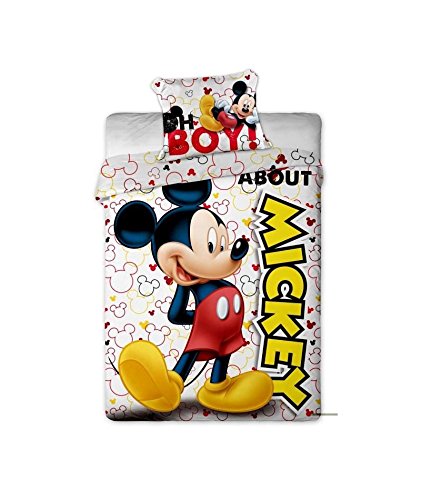 Disney - Funda de edredón y almohada para cama individual, diseño de Mickey Mouse