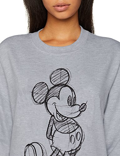 Disney Mickey Mouse Sketch Sweatshirt Sudadera, Gris, S para Mujer