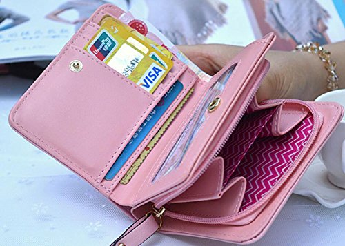 Diyafas Corto Cremallera Billetera Bolsa de Moda Mujer Doble Cartera Cuero Monedero Gato Moneda Caso Tarjetero