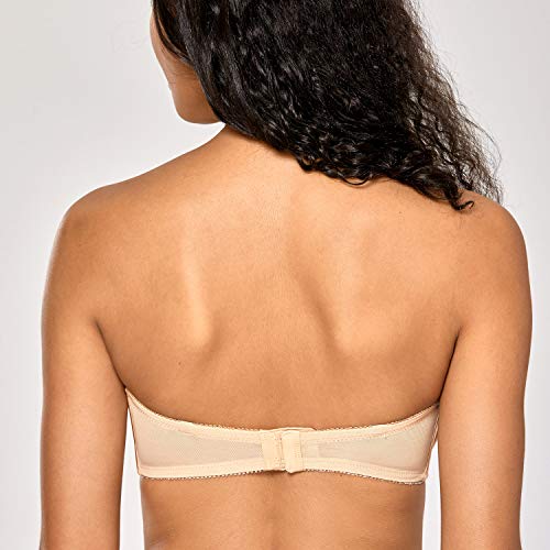 DOBREVA - Sujetador sin Tirantes con Push Up Sin Costuras para Mujer Beige 90B