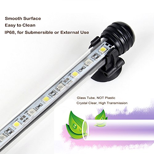 DOCEAN 5050SMD 27LEDs Acuario iluminación LED de lámpara Bombilla Lighting para pez Tank EU Conector Resistente al Agua IP68, 48cm, Blanco