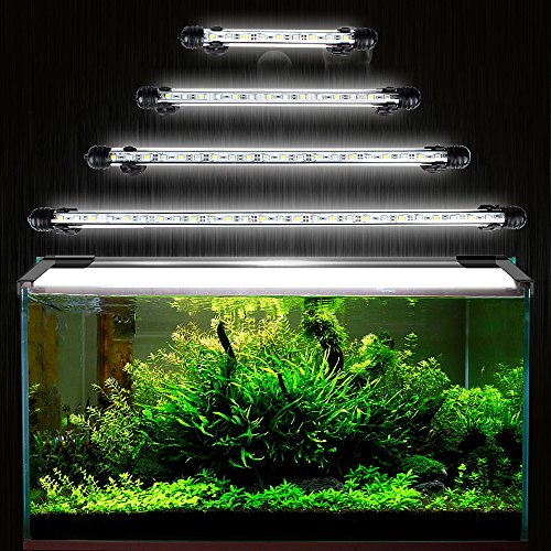 DOCEAN 5050SMD 27LEDs Acuario iluminación LED de lámpara Bombilla Lighting para pez Tank EU Conector Resistente al Agua IP68, 48cm, Blanco