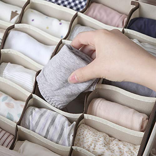 DODUOS 2 Cajas De Almacenamiento No Tejidas Para Ropa Interior, 24 Celdas, Organizador De Cajones Plegables, Divisores De Cajones Para Guardar Calcetines, Bufandas, Corbatas De Sujetador (Beige)