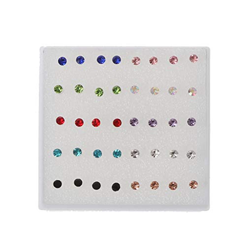 dongguan NUEEUDD 20 Pares/Set aretes hipoalergénicos Colorido Faux Rhinestone plástico Mezclado Colores 5 mm