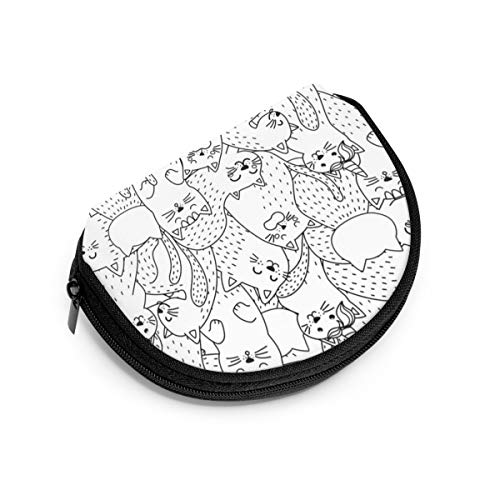 Doodle Gatos Lindos página para Colorear Mujeres Divertidas niñas Shell cosmético Maquillaje Bolsa de Almacenamiento Compras al Aire Libre Monedas Billetera Organizador