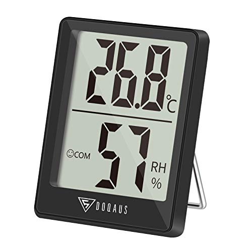 DOQAUS Mini Termómetro Higrómetro Digital, Medidor de Temperatura con 5s de Respuesta Rápida para Temperatura y Humedad del Casa Ambiente (Negro)