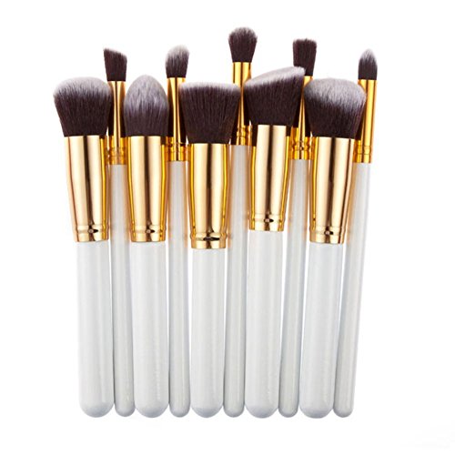 Dosige Pro Pinceles de Maquillaje 10 pcs/Set Eye Shadow Base ceja Lip Brush Herramienta Pinceles de Maquillaje la fundación de los cosméticos Esencial(Blanco)