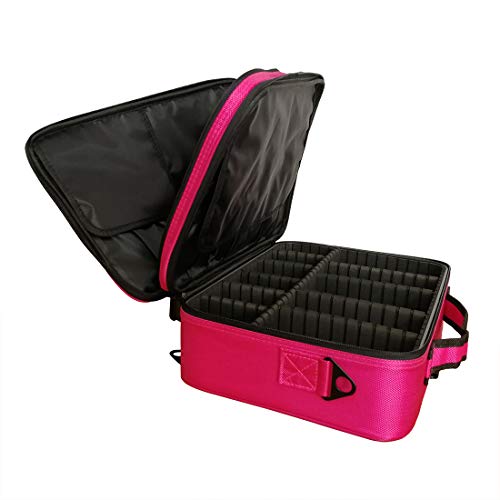 Doubleblack Grande Bolsa Maquillaje Neceser para Maquillaje Profesional Maletin Organizador Estuch Viaje con Brochas Compartimentos 37x27x13 cm Rosado