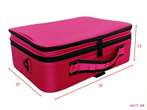 Doubleblack Grande Bolsa Maquillaje Neceser para Maquillaje Profesional Maletin Organizador Estuch Viaje con Brochas Compartimentos 37x27x13 cm Rosado