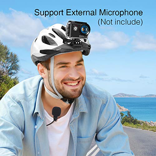 Dragon Touch Cámara Deportiva WiFi 4K 20MP Cámara de Acción con Control Remoto Mic Externo EIS 170°Gran Angular Cámara Sumergible Acuática 30m Impermeable 2 Baterías Multi Accesorios (Vision 4 Lite)