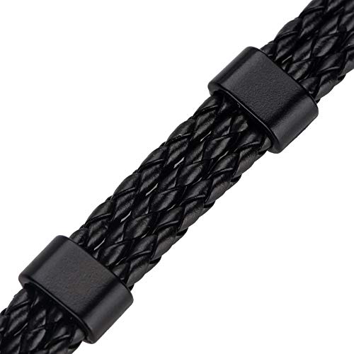 Duevin Pulseras Retro Étnico de Cuero Trenzadas Pulsera Cuero Trenzado Hombre Trenzado Brazalete Ajustable para Hombres Mujeres Leather Wristbands (Negro)