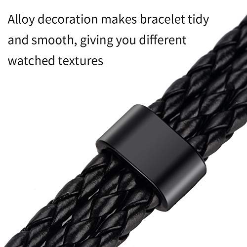 Duevin Pulseras Retro Étnico de Cuero Trenzadas Pulsera Cuero Trenzado Hombre Trenzado Brazalete Ajustable para Hombres Mujeres Leather Wristbands (Negro)