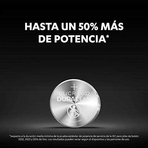 Duracell - Pilas de botón de litio 2032 de 3 V, paquete de 8, con Tecnología Baby Secure, para uso en llaves con sensor magnético, básculas, elementos vestibles, dispositivos médicos, DL2032/CR2032