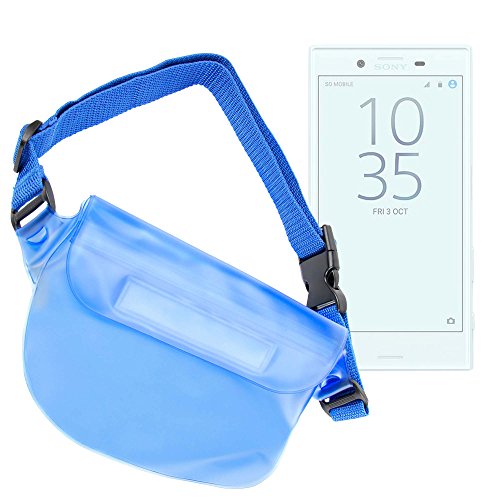 DURAGADGET Riñonera Azul para Smartphone Sony Xperia XZ, ZTE Warp 7, Alcatel Fierce 4 y Motorola Moto Play Z - Resistente Al Agua