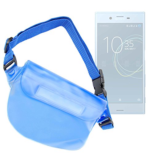 DURAGADGET Riñonera Azul para Smartphone Sony Xperia XZs, XZ Premium, XA1 / Denver SDQ-55024L, SDQ-50002G, SBQ-50011G / Cyrus CS 35 - Freestyle - Resistente Al Agua Playa Y Piscina!