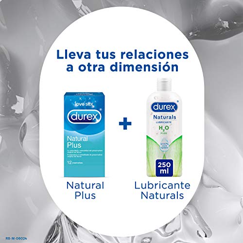 Durex Naturals H2O Lubricante, 100% Natural Sin Fragancia, Colorantes ni Agentes Irritantes – 250ml