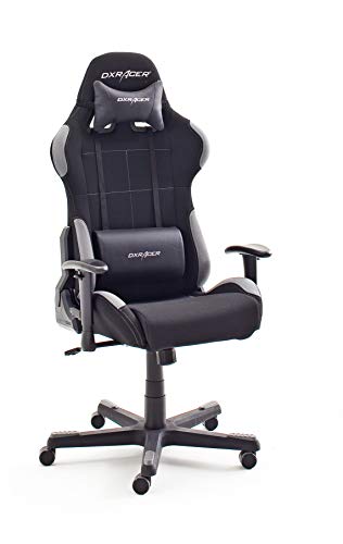 DX Racer 5 Robas Lund, - Silla de escritorio/oficina/ gaming, Negro/Gris, 74 x 52 x 123-132 cm, madera, con ruedas, altura ajustable, tapizada, reposabrazos