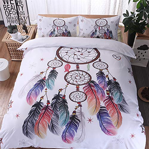 DXSX Funda Nórdica Juego de Cama Funda de Edredón Microfibra Funda de Almohada Tema Atrapasueños Ropa de Cama Dreamcatcher Decoración (220×220cm (para Cama de 135))