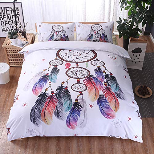 DXSX Funda Nórdica Juego de Cama Funda de Edredón Microfibra Funda de Almohada Tema Atrapasueños Ropa de Cama Dreamcatcher Decoración (220×220cm (para Cama de 135))