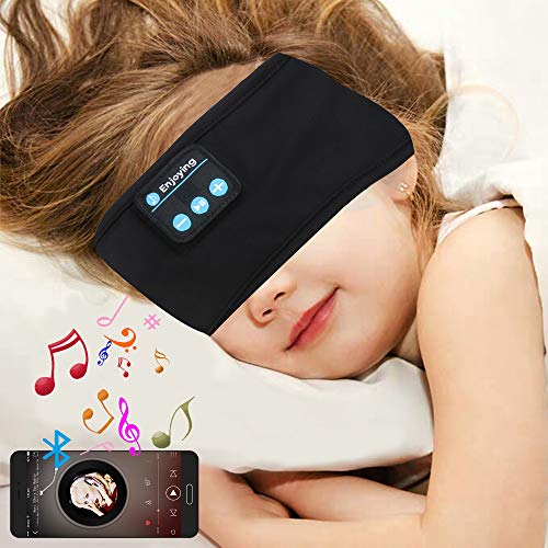 E-More - Diadema inalámbrica con Bluetooth, lavable, ajustable, para dormir, con manos libres, música y micrófono para correr, llamadas de yoga, viajes al aire libre, senderismo, color negro