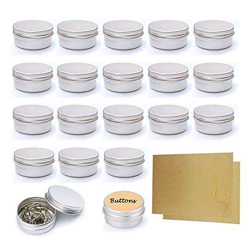 Ealicere 20 Pcs 15 ml, tarros vacíos de Aluminio Plateado, Recipiente de cosmética para muestras de bálsamos labiales o cosméticos, Cierre de Rosca