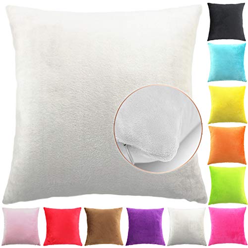 Easondea Fundas de Cojín de Color sólido Square Decorativos para Sofá Cama Coche Fundas Cojines Funda de Almohada Crema 70X70CM