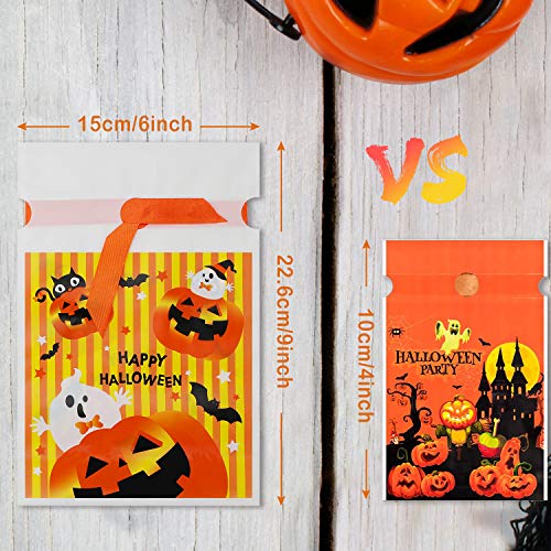 EasyAcc 60 Piezas Bolsa de Dulces Halloween con Cordón, Bolsas de regalo de calabaza divertidas para fiesta de Halloween, Bolsa de regalo de galletas de chocolate para niños