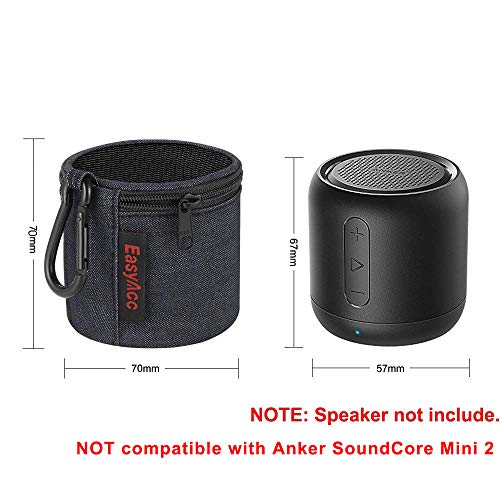 EasyAcc Bolsa Estuche per Anker Soundcore Mini/August MS425/ EasyAcc Altavoz Bluetooth Portátiles, Bolso de Viaje Premium, Funda Protectora con Mosquetón y Cremallera