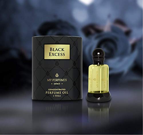 Eau de Parfum Black Excess, Perfume de Hombre, Perfume de Mujer, Perfume árabe, 100% Aceite, Sin Alcohol, Almizcle Halal, Attar Oriental, Botella Roll-on 12ML Notas: Tamarindo, Rosa, Vainilla