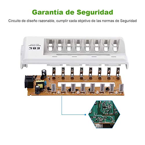 EBL 808A 8 Bay AA AAA Cargador de Batería con 8 Piezas de AAA 800mAh Ni-MH Pilas Recargables