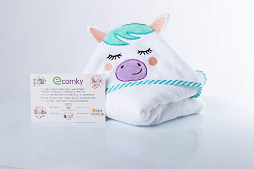 Ecomky Toalla Bebé con Capucha Capa Baño Infantil Poncho 100% Algodón Diseñado en España Regalo Recién Nacido Niñas Niños de 1,2,3,4 y 5 años Unisex Grande 90X90 cm Suave Absorbente 0-5 Años