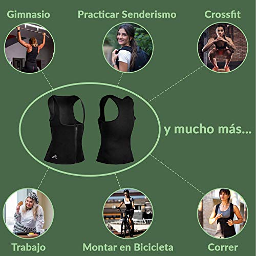 EDM - Chaleco Faja Quema Grasa Mujer con Cuerda Saltar - Faja Reductora Mujer Adelgazante - Camiseta Reductora Mujer - Chaleco Quema Grasa Mujer con Cremallera - Fajas De Neopreno para Adelgazar L