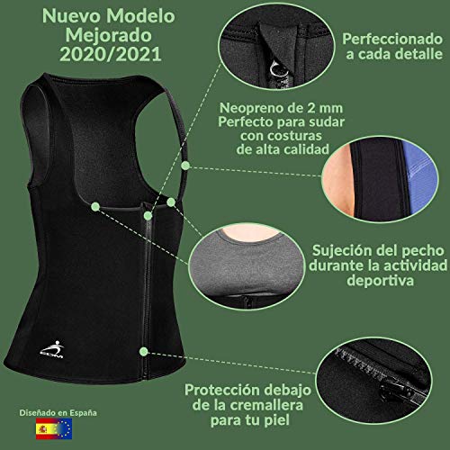 EDM - Chaleco Faja Quema Grasa Mujer con Cuerda Saltar - Faja Reductora Mujer Adelgazante - Camiseta Reductora Mujer - Chaleco Quema Grasa Mujer con Cremallera - Fajas De Neopreno para Adelgazar L